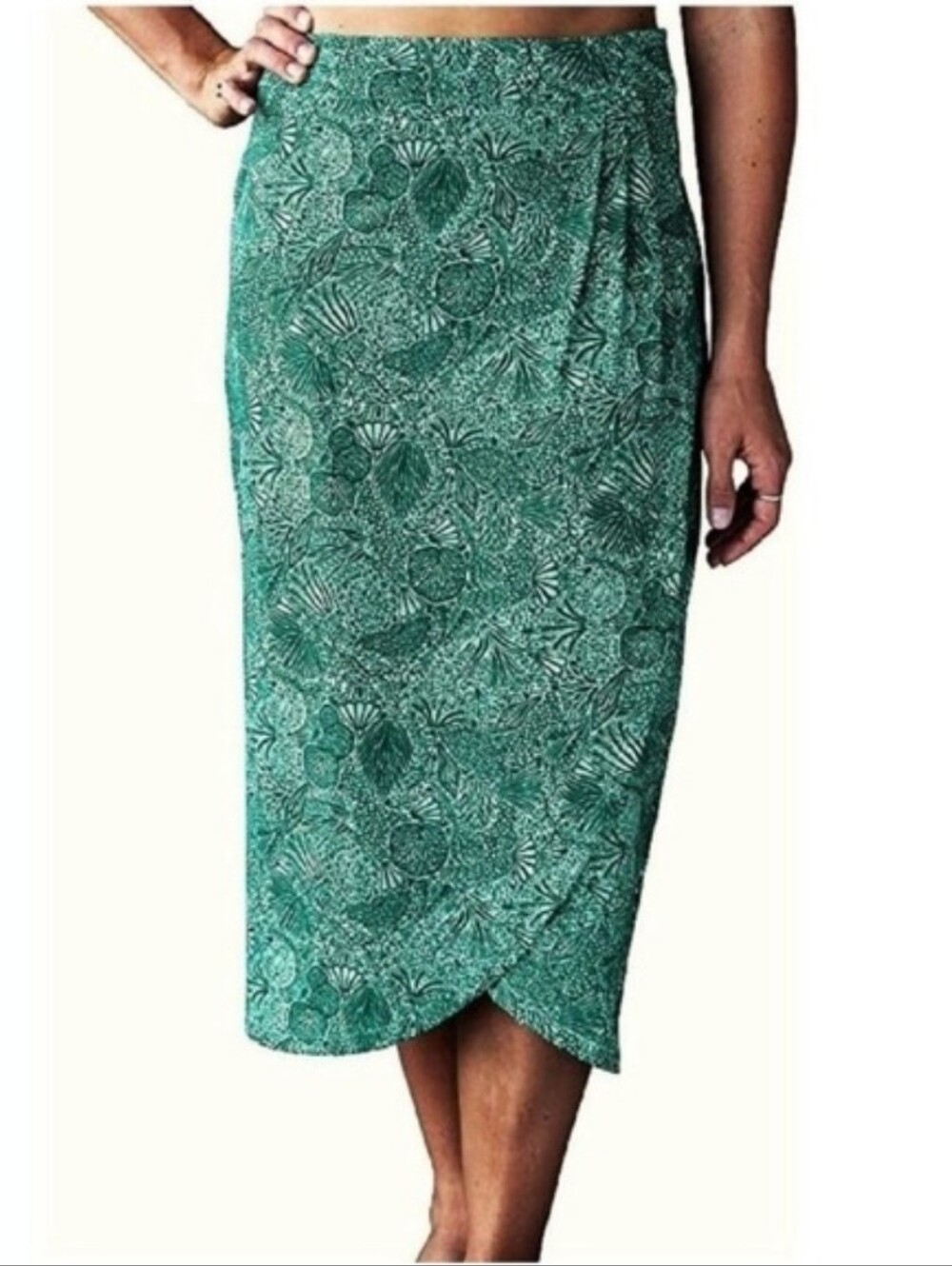 RIPSKIRT HAWAII ADJUSTABLE MIDI WRAP SKIRT BOTANICAL SZ S